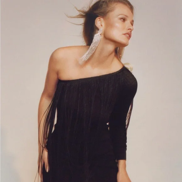 Mango Asymmetrical Fringe Dress - Size M - Picture 6 of 9